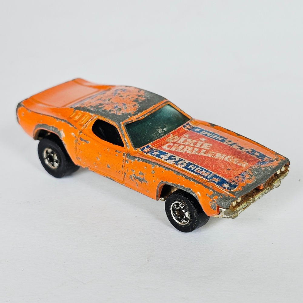 1970 Hot Wheels Dixie Challenger Orange 426 Hemi Diecast Car Vintage Toy